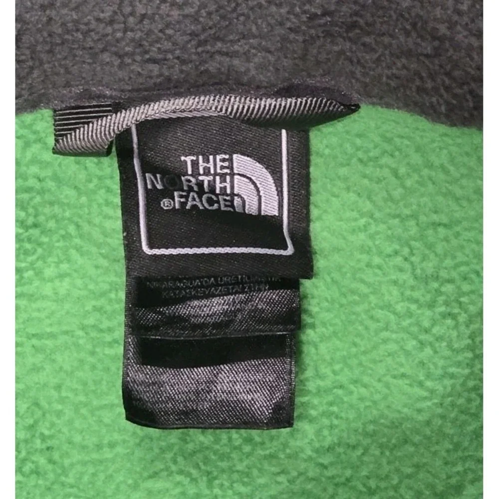 The North Face Mens Green Gray Colorblock Full Zip Coat Fleece Jacket MEDIUM